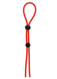 Красное лассо на пенис с двумя бусинами STRETCHY LASSO CAGE - Dream Toys - в Норильске купить с доставкой