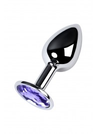 Серебристая конусовидная анальная пробка с фиолетовым кристаллом - 7 см. - ToyFa - купить с доставкой в Норильске