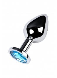 Серебристая конусовидная анальная пробка с голубым кристаллом - 8 см. - ToyFa - купить с доставкой в Норильске