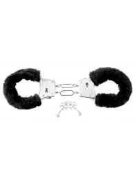 Меховые чёрные наручники Beginner s Furry Cuffs - Pipedream - купить с доставкой в Норильске