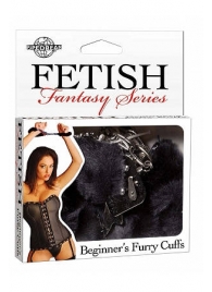 Меховые чёрные наручники Beginner s Furry Cuffs - Pipedream - купить с доставкой в Норильске