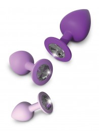 Набор из 3 фиолетовых анальных пробок со стразами Little Gems Trainer Set - Pipedream - купить с доставкой в Норильске
