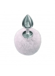 Серебристая анальная пробка с белым пушистым хвостиком Twinkle - Lola Games - купить с доставкой в Норильске