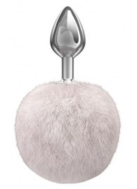 Серебристая анальная пробка с белым пушистым хвостиком Twinkle - Lola Games - купить с доставкой в Норильске