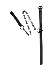 Черный ошейник Sin с поводком - Lola Games - купить с доставкой в Норильске