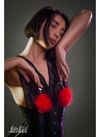 Зажимы на соски с красным пухом Euphoric - Lola Games - купить с доставкой в Норильске