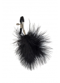 Зажимы на соски с черным пухом Euphoric - Lola Games - купить с доставкой в Норильске