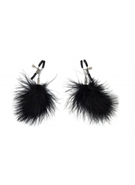 Зажимы на соски с черным пухом Euphoric - Lola Games - купить с доставкой в Норильске