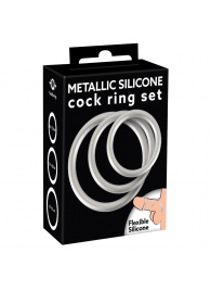 Набор из 3 эрекционных колец под металл Metallic Silicone Cock Ring Set - Orion - в Норильске купить с доставкой