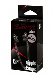 Черные зажимы на соски на цепочке BLAZE DELUXE NIPPLE CLAMPS - Dream Toys - купить с доставкой в Норильске