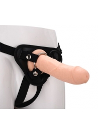 Черные трусики с телесной насадкой STRAP ON REAL DILDO - 21 см. - Dream Toys - купить с доставкой в Норильске