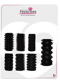 Набор из 7 черных насадок PENIS SLEEVES SET - Dream Toys - в Норильске купить с доставкой