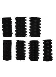 Набор из 7 черных насадок PENIS SLEEVES SET - Dream Toys - в Норильске купить с доставкой