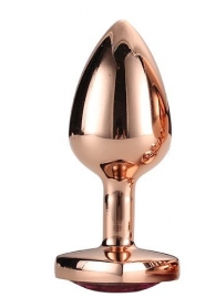 Золотистая анальная втулка с кристаллом-сердечком розового цвета - 7,1 см. - Dream Toys - купить с доставкой в Норильске