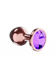 Пробка цвета розового золота с фиолетовым кристаллом Diamond Amethyst Shine S - 7,2 см. - Lola Games - купить с доставкой в Норильске