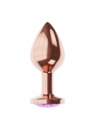 Пробка цвета розового золота с фиолетовым кристаллом Diamond Amethyst Shine S - 7,2 см. - Lola Games - купить с доставкой в Норильске