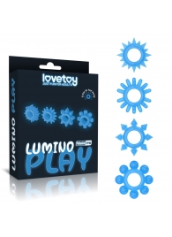 Набор из 4 голубых, светящихся в темноте эрекционных колец Lumino Play - Lovetoy - в Норильске купить с доставкой