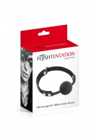 Черный силиконовый кляп-шарик на ремешках - Fetish Tentation - купить с доставкой в Норильске