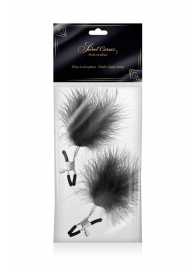 Зажимы на соски с черными пуховыми кисточками Sweet Caress Feather Nipple Clumps - Sweet Caress - купить с доставкой в Норильске
