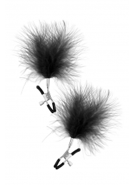 Зажимы на соски с черными пуховыми кисточками Sweet Caress Feather Nipple Clumps - Sweet Caress - купить с доставкой в Норильске