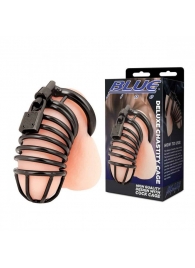 Черная металлическая клетка с замком Deluxe Chastity Cage - BlueLine - купить с доставкой в Норильске