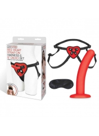 Красный поясной фаллоимитатор Red Heart Strap on Harness   5in Dildo Set - 12,25 см. - Lux Fetish - купить с доставкой в Норильске