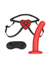 Красный поясной фаллоимитатор Red Heart Strap on Harness   5in Dildo Set - 12,25 см. - Lux Fetish - купить с доставкой в Норильске