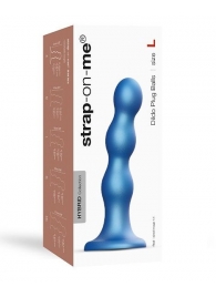 Голубая насадка Strap-On-Me Dildo Plug Balls size L - Strap-on-me - купить с доставкой в Норильске