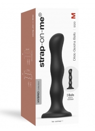 Черная насадка Strap-On-Me Dildo Geisha Balls size M - Strap-on-me - купить с доставкой в Норильске