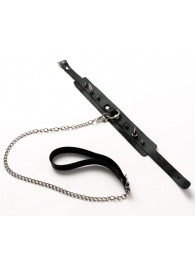 Черный ошейник с шипами и поводком - Crazy Handmade - купить с доставкой в Норильске