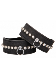 Черные наручники Diamond Studded Wrist Cuffs - Shots Media BV - купить с доставкой в Норильске