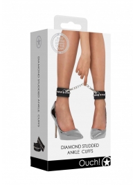 Черные поножи Diamond Studded Ankle Cuffs - Shots Media BV - купить с доставкой в Норильске