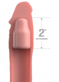 Телесная насадка-удлинитель 2 Inch Silicone X-tension with Strap - 20,3 см. - Pipedream - в Норильске купить с доставкой