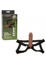 Коричневый фаллопротез Life-Like Extension with Harness - 17,75 см. - California Exotic Novelties - купить с доставкой в Норильске