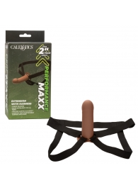 Коричневый фаллопротез из силикона Extension with Harness - 15,75 см. - California Exotic Novelties - купить с доставкой в Норильске