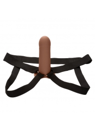 Коричневый фаллопротез из силикона Extension with Harness - 15,75 см. - California Exotic Novelties - купить с доставкой в Норильске