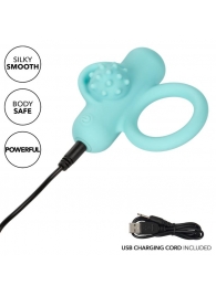 Аквамариновое эрекционное виброкольцо Silicone Rechargeable Nubby Lover’s Delight - California Exotic Novelties - в Норильске купить с доставкой