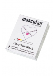 Ультрапрочные презервативы Masculan Ultra Safe Black - 3 шт. - Masculan - купить с доставкой в Норильске