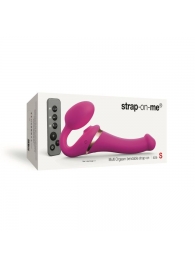 Ярко-розовый безремневой страпон Multi Orgasm Size S с клиторальной стимуляцией - Strap-on-me - купить с доставкой в Норильске