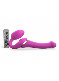 Ярко-розовый безремневой страпон Multi Orgasm Size S с клиторальной стимуляцией - Strap-on-me - купить с доставкой в Норильске