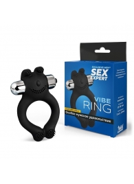 Черное силиконовое эрекционное виброкольцо Sex Expert - Sex Expert - в Норильске купить с доставкой