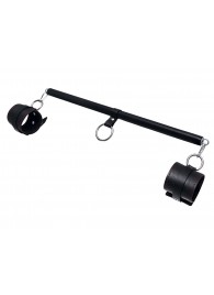 Черная распорка для ног с кожаными манжетами - Pecado - купить с доставкой в Норильске