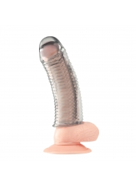 Текстурированная насадка на пенис Clear Textured Penis Enhancing Sleeve Extension - 16,5 см. - BlueLine - в Норильске купить с доставкой