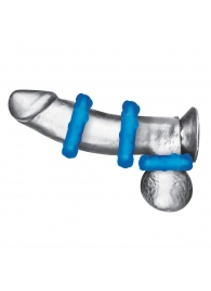 Комплект из трех голубых эрекционных колец 3-Pack Ribbed Rider Cock Ring Set - BlueLine - в Норильске купить с доставкой