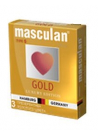 Презервативы Masculan Ultra Gold с золотым напылением и ароматом ванили - 3 шт. - Masculan - купить с доставкой в Норильске