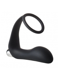 Черное эрекционное кольцо с вибропробкой Vibrating Anal Plug With Cockring - Dream Toys - в Норильске купить с доставкой