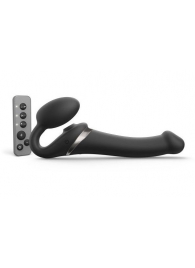 Черный безремневой страпон Multi Orgasm Size M с клиторальной стимуляцией - Strap-on-me - купить с доставкой в Норильске