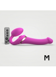 Ярко-розовый безремневой страпон Multi Orgasm Size M с клиторальной стимуляцией - Strap-on-me - купить с доставкой в Норильске