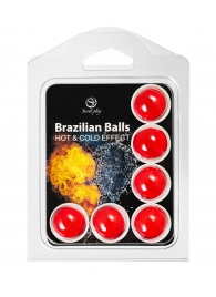 Набор из 6 шариков с массажным маслом Brazilian Balls с охлаждающим и разогревающим эффектом - Secret Play - купить с доставкой в Норильске