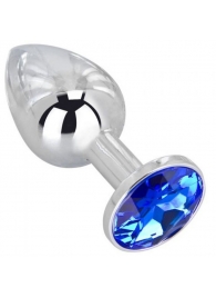 Анальное украшение BUTT PLUG  Small с синим кристаллом - 7 см. - Anal Jewelry Plug - купить с доставкой в Норильске